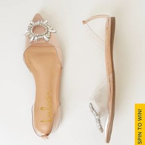 Myral Light Nude Rhinestone Pointed-Toe Flats